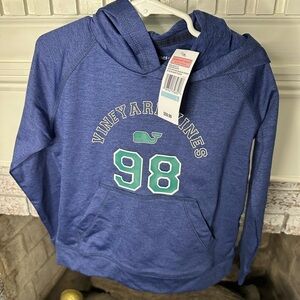 Vineyard Vines Boys Performance Hoodie Blue Graphic Logo Sweatshirt Size 5 NWT